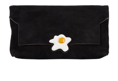 Suede Fried Egg Clutch, &pound;75, Handbags, Black, Suede, Front view